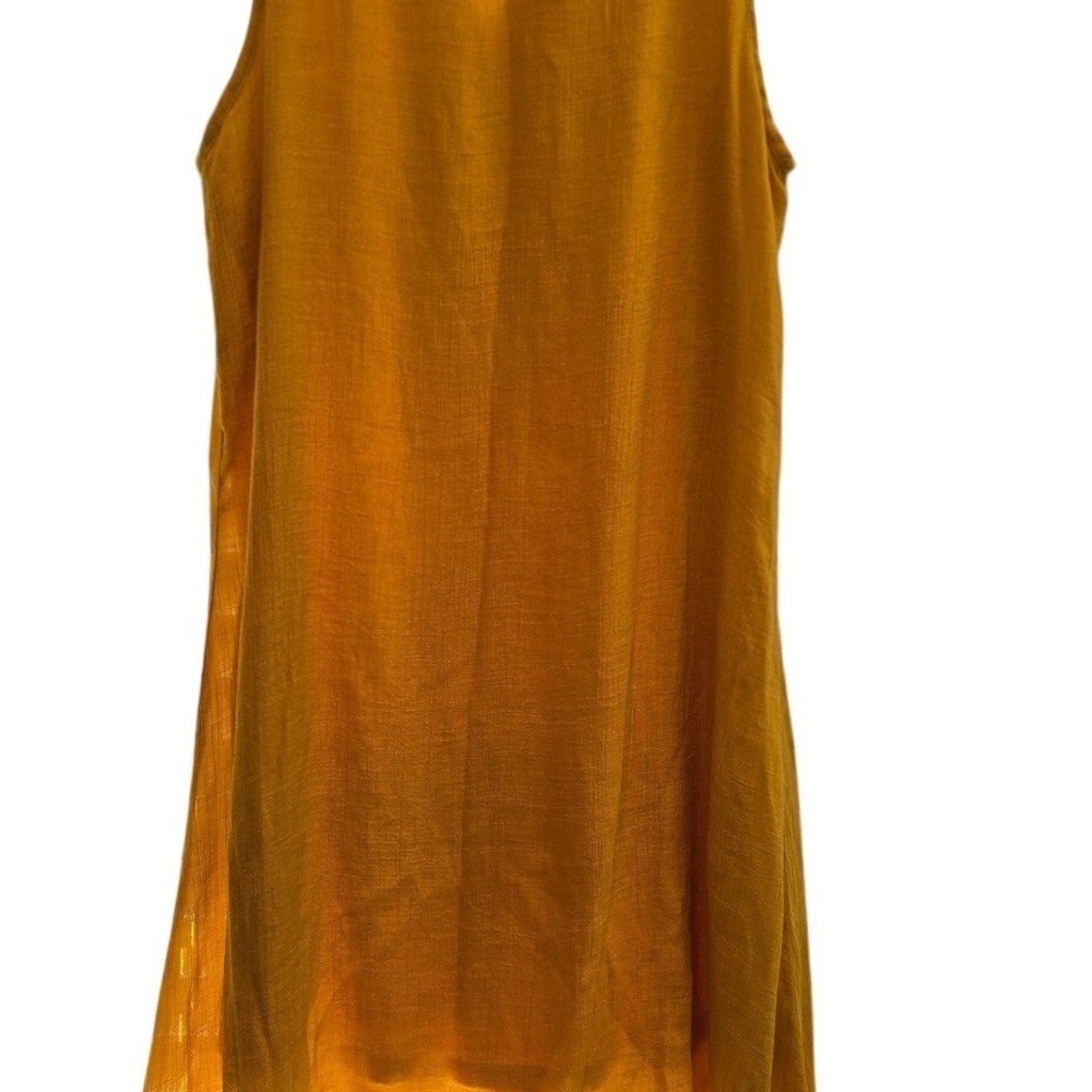 Vintage - Kaftan‎ Style Sleeveless Asymmetrical Hem Sunlit Yellow V-Neck Dress